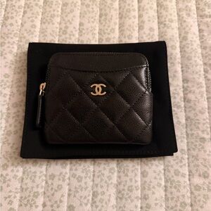 Chanel Caviar Quilted Zip Card Holder